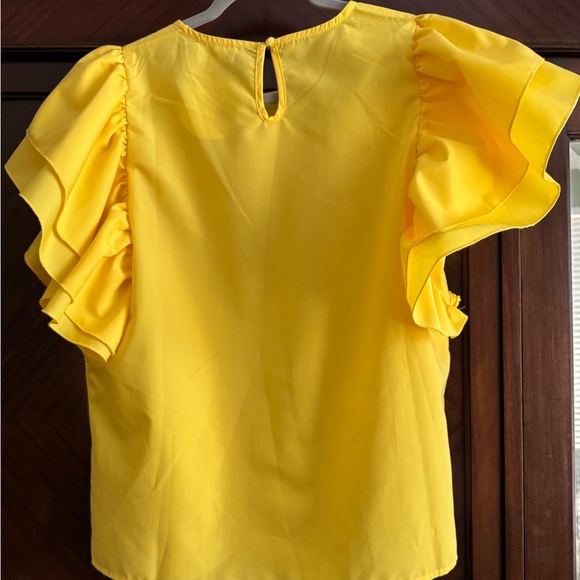 Yellow Ruffle Sleeve Blouse - Picture 3 of 3